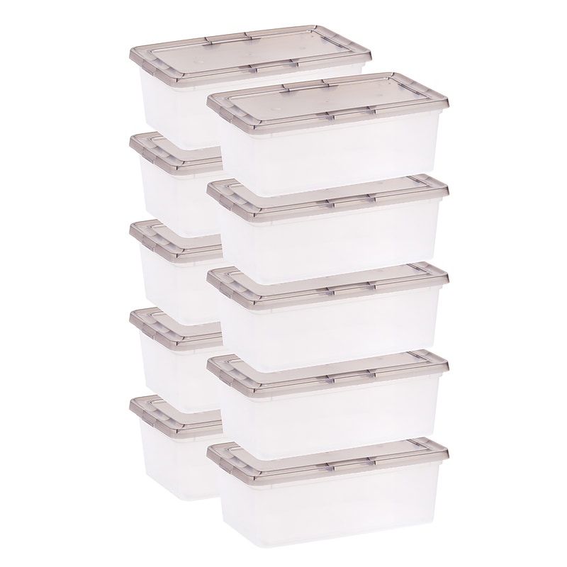 Iris 6.7 Quart Snap Top Plastic Snap Closure Storage Bin, Clear, 10/Pack (500155) image 1