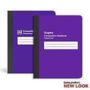 Staples Composition Notebook, 7.5" x 9.75", College Ruled, 80 Sheets, Purple (TR55078)