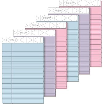 TOPS Prism Notepad, 5" x 8", Narrow Ruled, Assorted, 50 Sheets/Pad, 6 Pads/Pack (TOP63016)