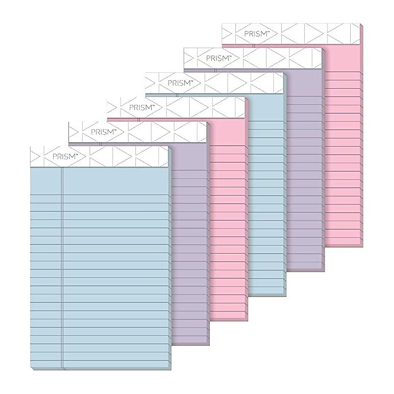 TOPS Prism Notepad, 5" x 8", Narrow Ruled, Assorted, 50 Sheets/Pad, 6 Pads/Pack (TOP63016) image 1