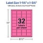 Avery Laser/Inkjet Rectangle Multipurpose Labels, 1.25" x 1.75", Bright Pink, 1280/Pack (94226)~#|#~BCDD7C62-24EA-4B2F-B24C26416091548C_sc7