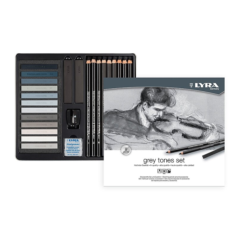 Lyra Gray Tones Sketching Set Tin, Assorted Colors, 25/Pack (LYXL2051251) image 1