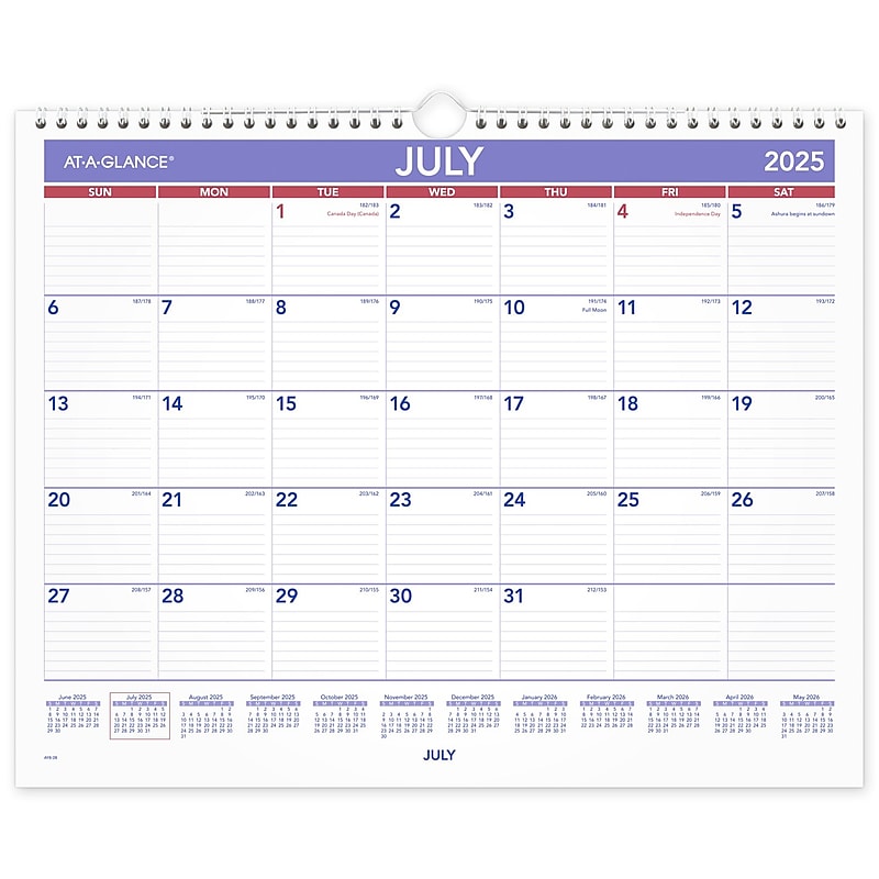 2025-2026 AT-A-GLANCE 15" x 12" Academic Monthly Wall Calendar, Purple/Red (AY8-28-26) image 1