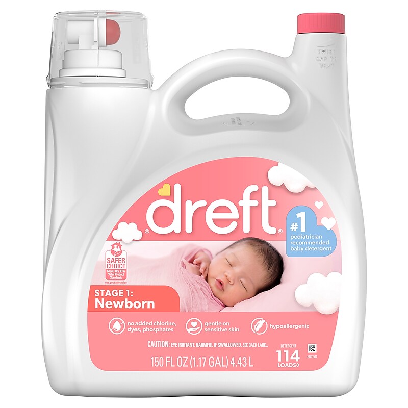 Dreft Newborn Baby HE Liquid Laundry Detergent, Gentle on Sensitive Skin, 150oz, 114 loads (12128) image 1