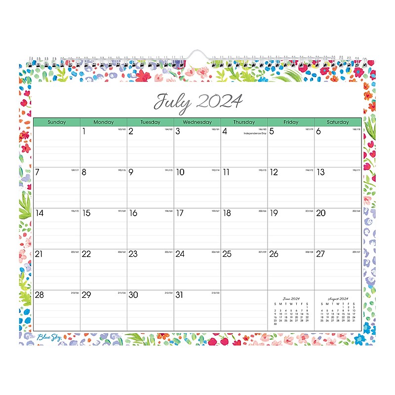 2024-2025 Blue Sky Ditsy Dapple Light 15" x 12" Academic Monthly Wall Calendar (148669-A25) image 1