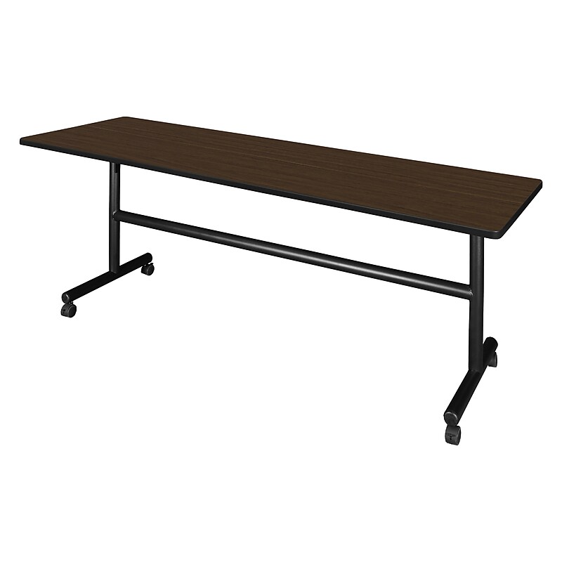 Regency Kobe Flip Top 84"W x 24"D Rectangular Training Room Table, Laminate, With Wheels, Neo Walnut (MKFT8424NW) image 1