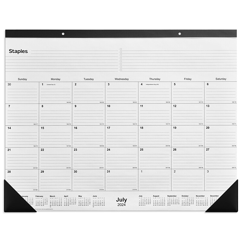 2024-2025 Staples 22" x 17" Academic Monthly Desk Pad Calendar, White/Black  (ST12952-23) image 1