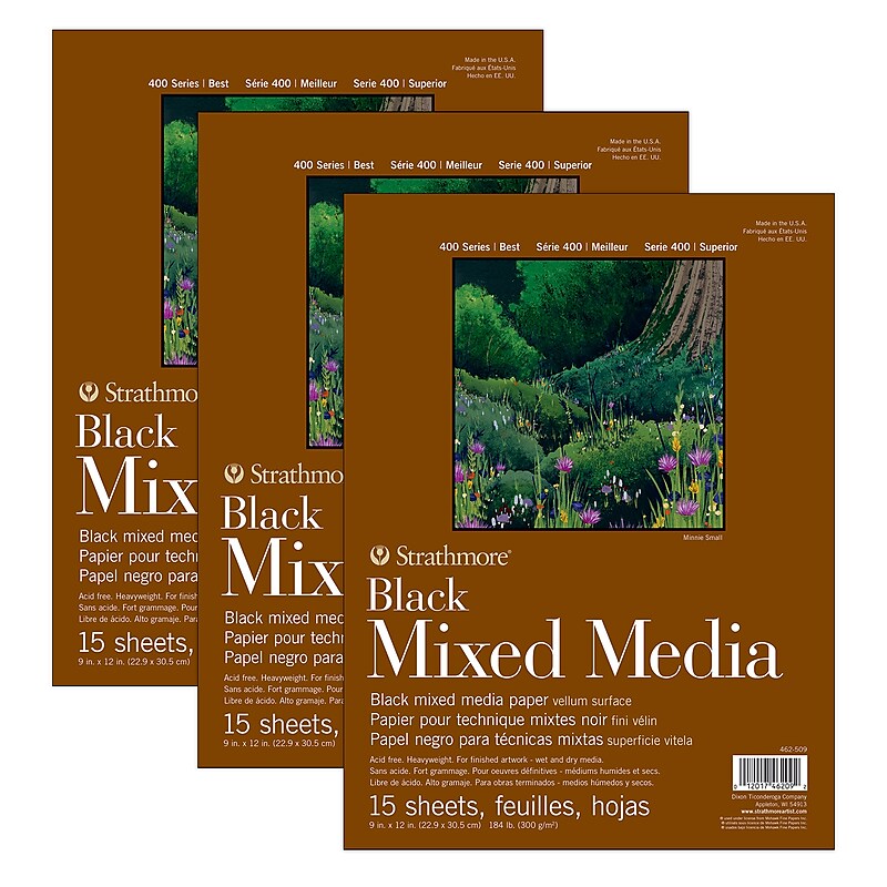Strathmore 400 Series 9" x 12" Mixed Media Sketch Pad, 15 Sheets/Pad, 3/Bundle (STTP46250903-3) image 1