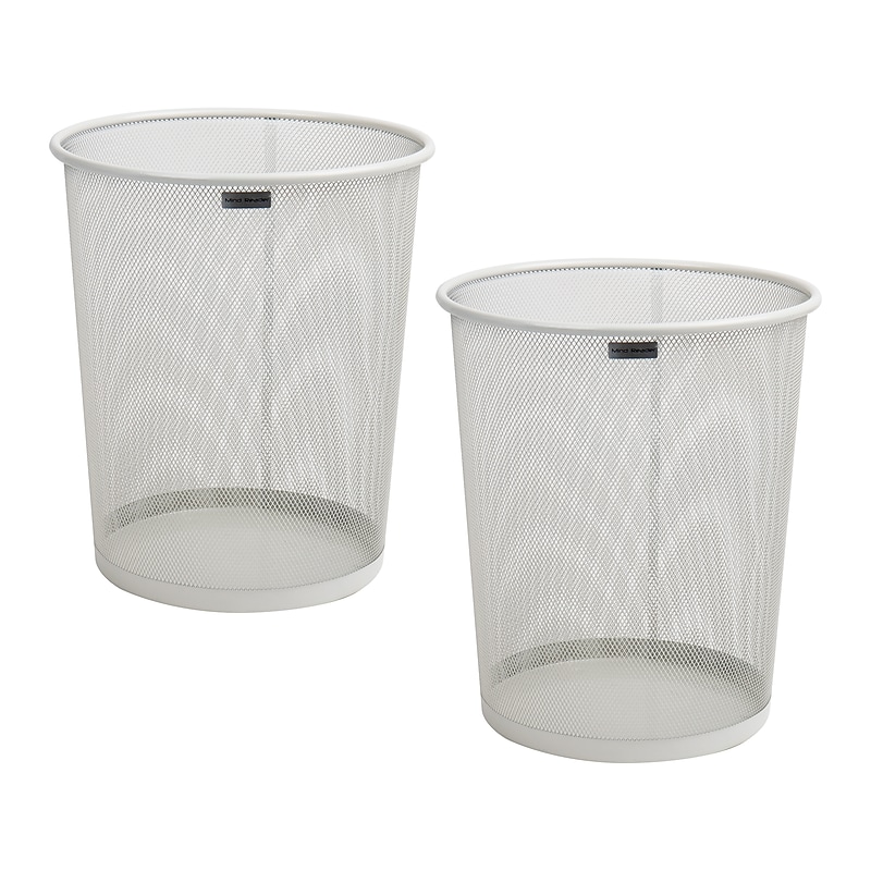 Mind Reader Metal Mesh Trash Can Without Lid, 4.4 Gallon, White, 2/Pack (2CIRGA-WHT) image 1