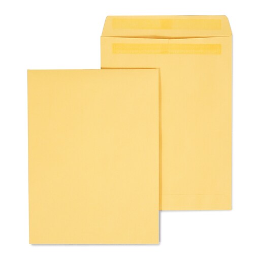 Staples Self Seal Catalog Envelopes, 9"L x 12"H, Brown, 100/Box (534800