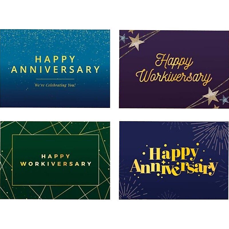Baudville Workiversary Cards with Envelopes, 5" x 7", Assorted Colors, 60/Pack (139279731) image 1