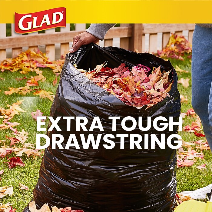 Glad Quick-Tie 39 Gallon Lawn & Leaf Bag, Black, 12 Total Bags