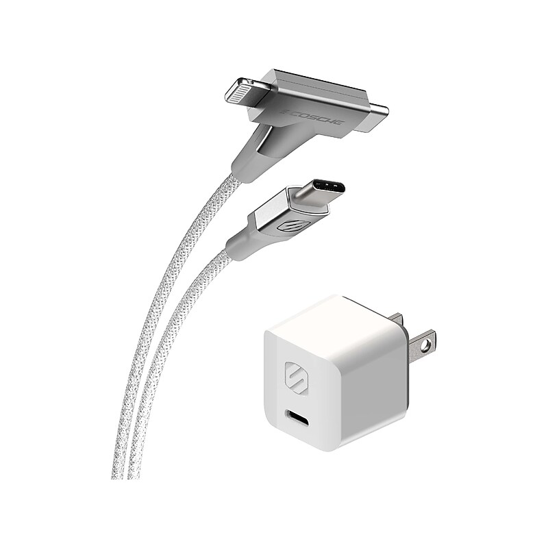 scosche PowerVolt USB Type-C and Lightning Charging Cable, 6ft., White (HPD30HH6WT-SP) image 1