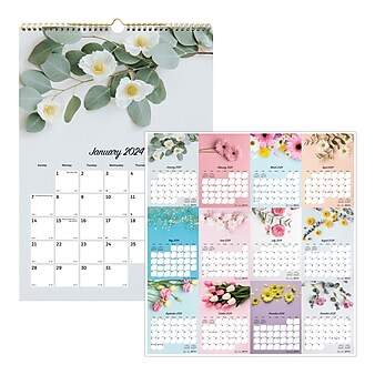 2024 Blueline Romantic 12" x 17" Monthly Wall Calendar (C173122)