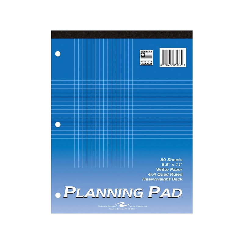 Roaring Spring Paper Products Planning Pad, 8.5" x 11", Graph-Ruled, Blue, 80 Sheets/Pad, 24 Pads/Carton (81156CS) image 1