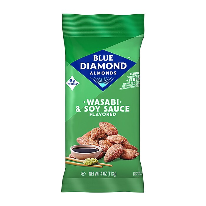 Blue Diamond Wasabi & Soy Sauce Almonds, 4 oz., 12 Bags/Pack