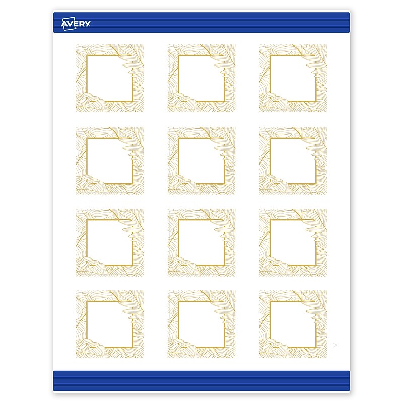 Avery Gold Florals Matte Blank Card, White, 120/Pack (S00-EW1) image 1