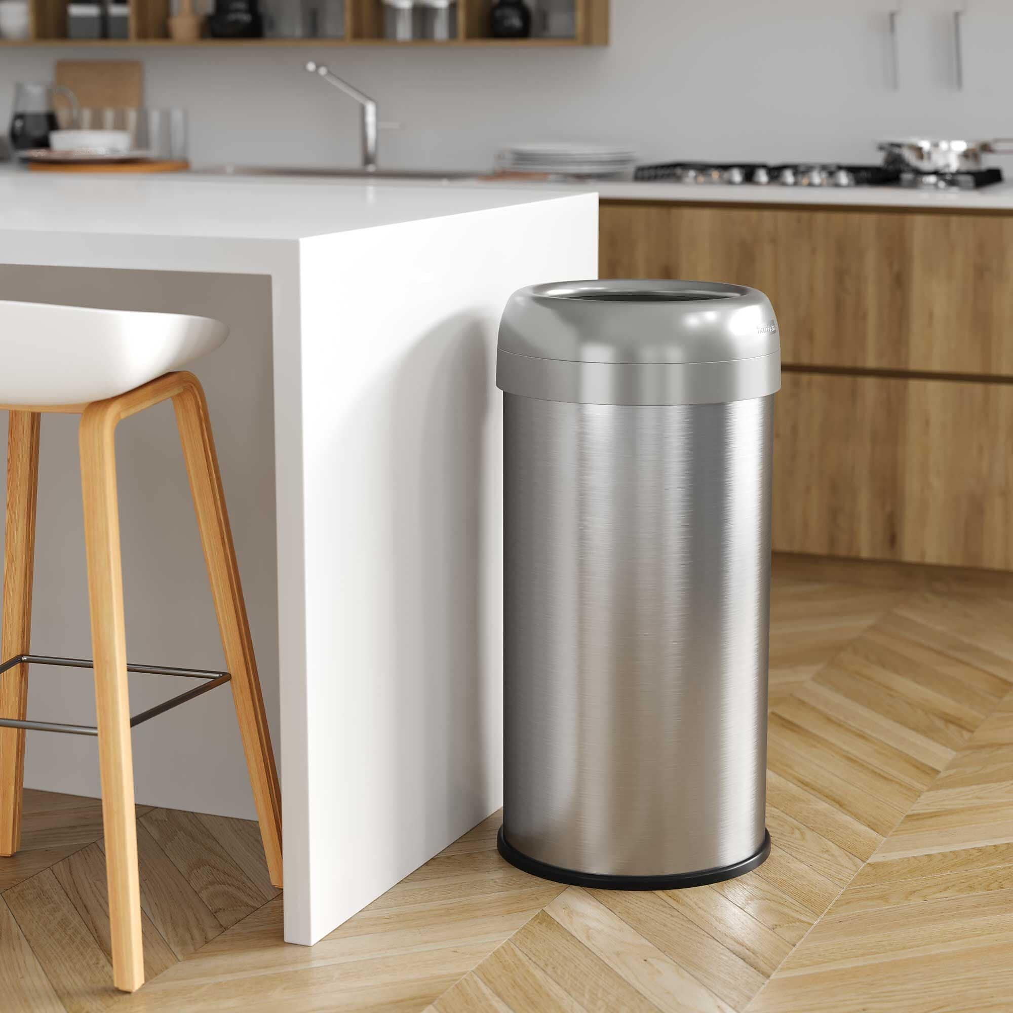 iTouchless Stainless Steel Open Top Trash Can, Silver, 16 gal. (OL16STR) Sansujyuku sansujyuku.com