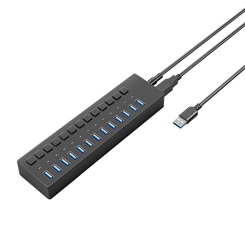 4XEM 13-Port USB 3.0 Power Switch Data Transfer Hub, Gray (4XH713) image 1
