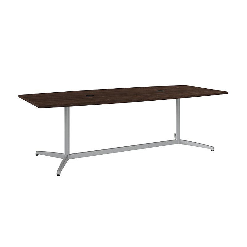 Bush Business Furniture 96W x 42D Boat Shaped Conference Table with Metal Base, Black Walnut (99TBM96BWSVK) image 1