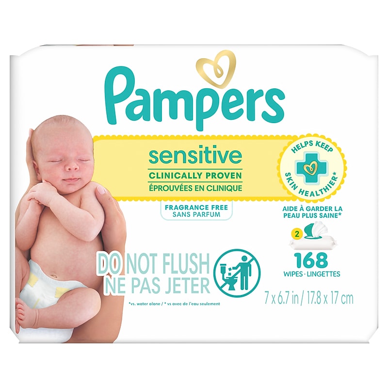 Pampers Sensitive Baby Wipes, 168 Total Wipes, 2 Flip-Top Packs image 1