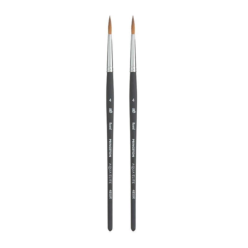 Princeton Aqua Elite Short Handle Watercolor Synthetic Round Brush, 2/Pack (PBXP4850R4-2) image 1