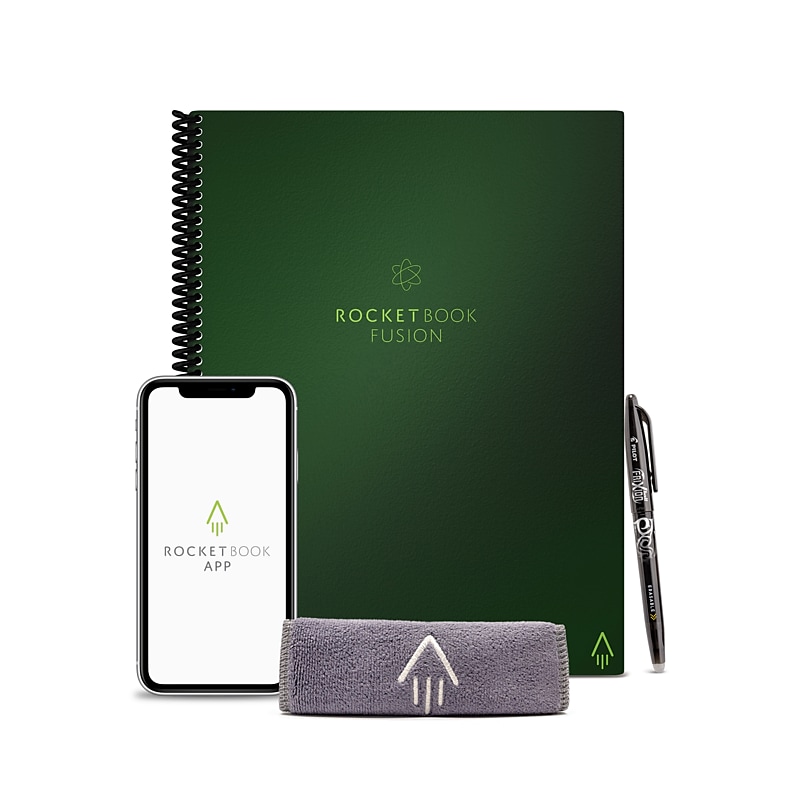 Rocketbook Fusion Smart Notebook, 8.5" x 11", Graph Ruled, 42 Sheets, Green (EVRF-L-RC-CKG-FR) image 1