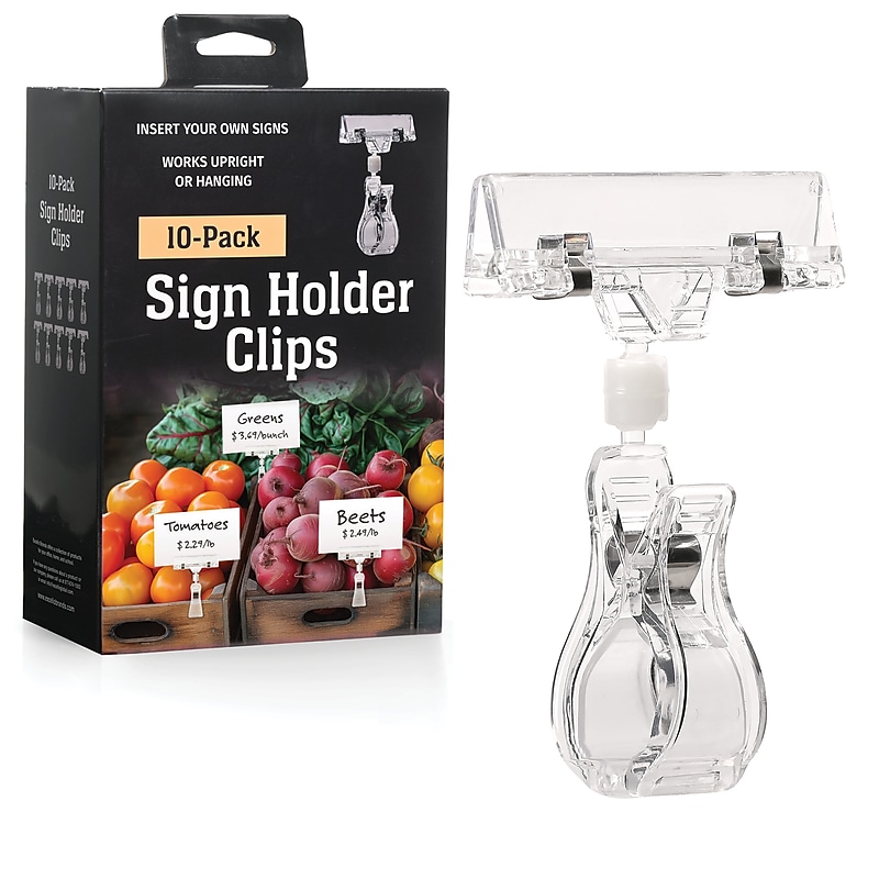 Global Printed Products Card Holder, 3.125" x 2 ", Clear Plastic, 10/Pack (CLIP-10PK) image 1