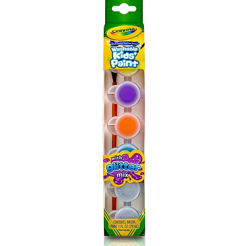 Crayola Washable Glitter Kid's Paint, Assorted Colors, 6/Pack, 12 Packs/Bundle (BIN540100-12) image 1
