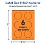 Avery Laser/Inkjet Multipurpose Circle Labels, 2.75" Dia., Bright Orange, 120/Pack (94512)~#|#~BD6525FC-BD04-48E4-87BD0C2834D9BA2D_sc7