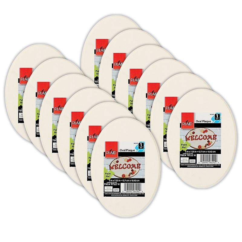 Plaid Oval Wood Plaque, 12/Bundle (PDE96292-12) image 1
