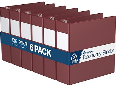 Davis Group Premium Economy 3" 3-Ring Non-View Binder, Burgundy, 6/Pack (2305-08-06)
