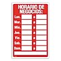 Cosco Horario de Negocio Sign, Red/White Plastic, 8" x 12" (098253)~#|#~BD6E5CD2-79C3-40DD-89916AE4A01A371A_sc7