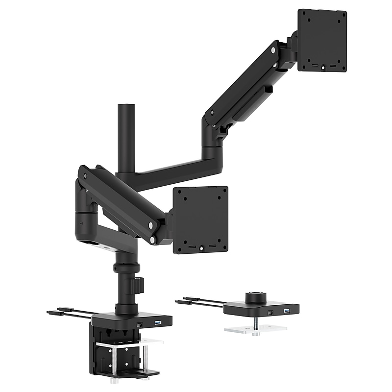 Mount-It! ProFlex Adjustable Heavy-Duty Dual Monitor Mount with Pole & Gas Spring Arms, Fits 17"– 49" Ultrawide Screens, Black image 1