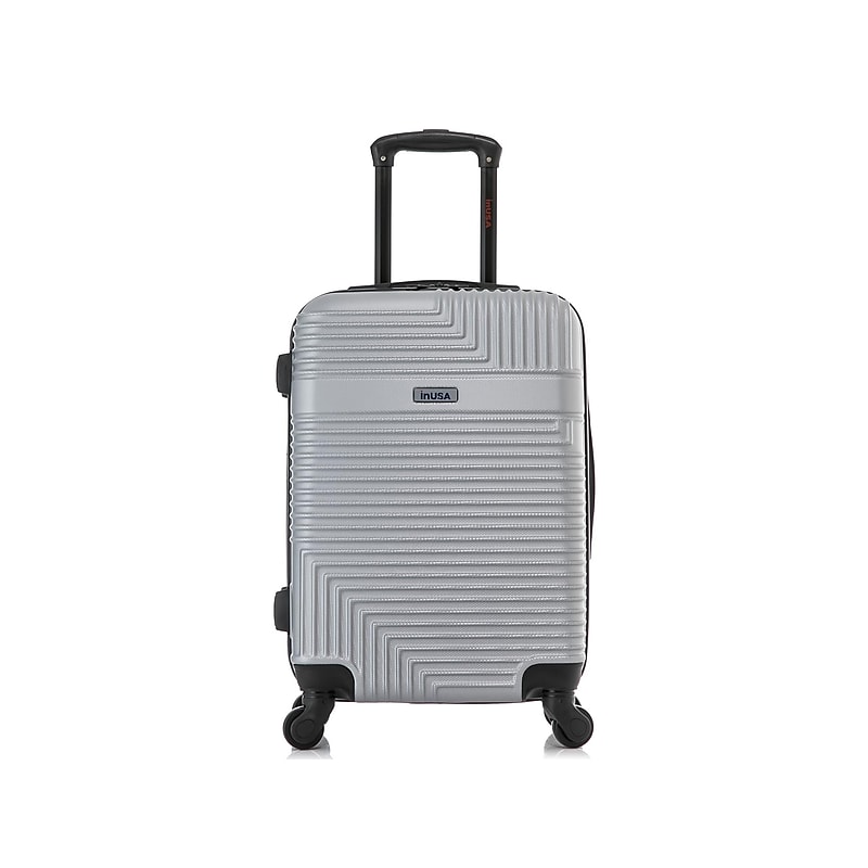 InUSA Resilience 23.65" Hardside Carry-On Suitcase, 4-Wheeled Spinner, Silver (IURES00S-SIL) image 1