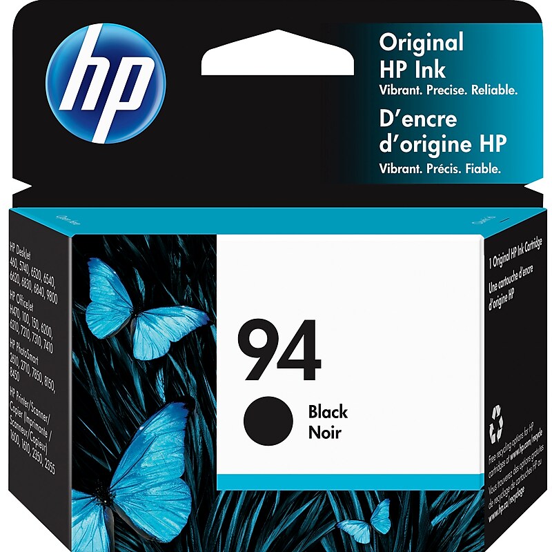 HP 94 Black Standard Yield Ink Cartridge, Prints Up to 480 Pages (C8765WN#140) image 1