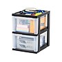 Iris 2-Compartment Stackable Desktop Storage Drawer, Black/Translucent White (116352)~#|#~BD789B03-3443-461B-A76578A089468620_sc7