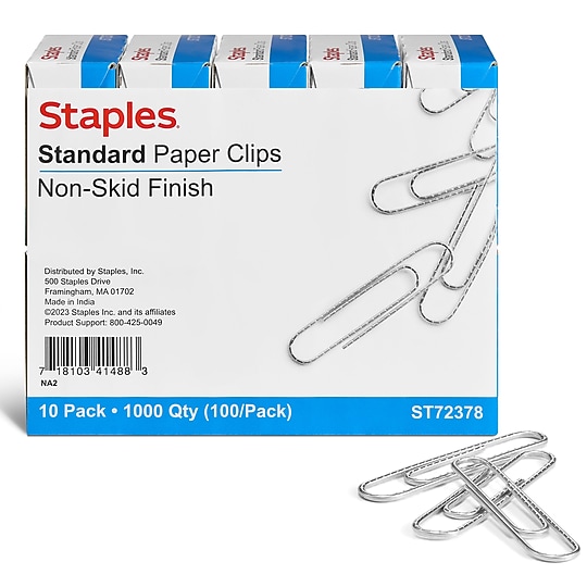 Staples Paper Clips, 1.25", Heavy‑Duty, Non‑Skid, Silver, 1,000 Pack – Secure Grip Clips for Office & School Use~#|#~BD7D6D7F-B21D-4285-BF2D7B5A93C80EBD_sc7