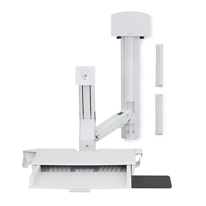 Ergotron StyleView Adjustable Keyboard & Monitor Mount Workstation, Up to 24" Monitor, White (45-272-216) image 1