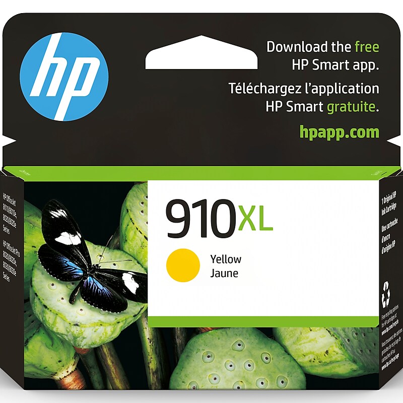 HP 910XL Yellow High Yield Ink Cartridge, Prints Up to 825 Pages (3YL64AN#140) image 1