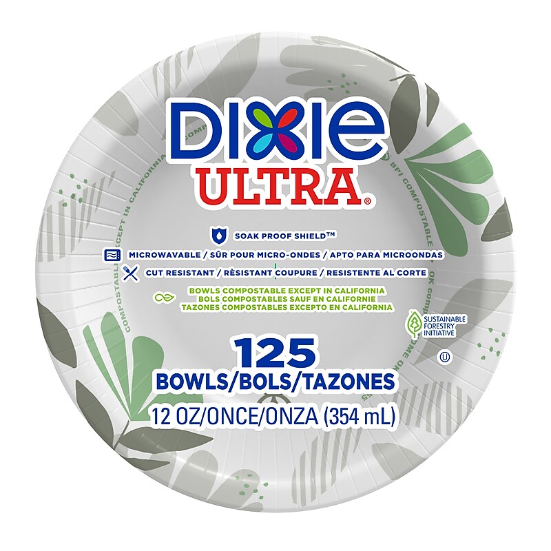 Dixie Ultra Pathways Paper Bowls, 12oz., Multicolor, 1000/Carton (SX12PATH) image 1