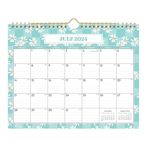 20242025 Blue Sky Sandra Check 11" x 8.75" Academic Monthly Wall