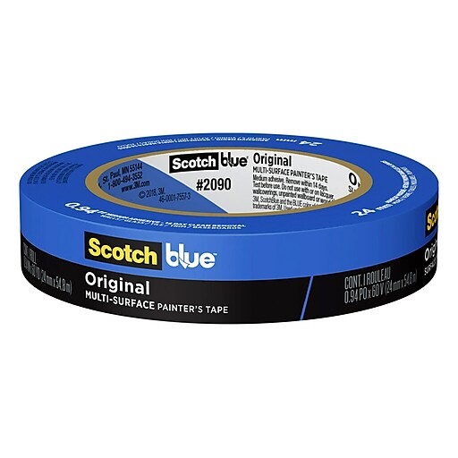 3M 2090 Masking Tape, 1 x 60 yds., Blue, 36/Case