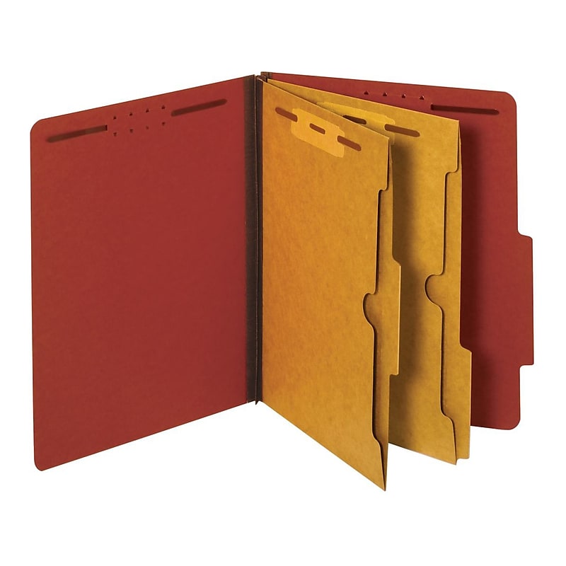 Pendaflex Pressboard Classification Folder, 2-Dividers, 2 1/2" Expansion, Letter Size, Red, 10/Box (24079) image 1