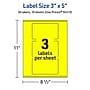 Avery Laser/Inkjet Multipurpose Rectangle Labels, 3" x 5", Neon Yellow, 30/Pack (94213)~#|#~BDA4EEC0-A3C0-4D94-951004AF9C5C0588_sc7