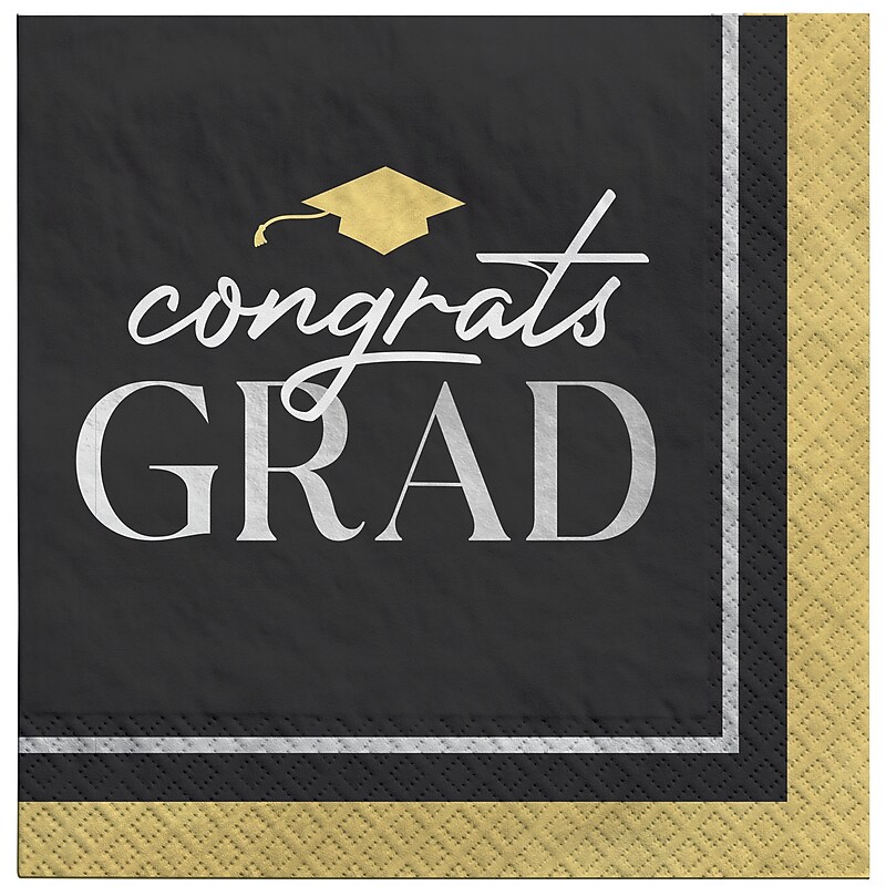 Party City Classic Graduation Lunch Napkin, 2-Ply, Multicolored, 16/Pack (AM51010020-PC) image 1