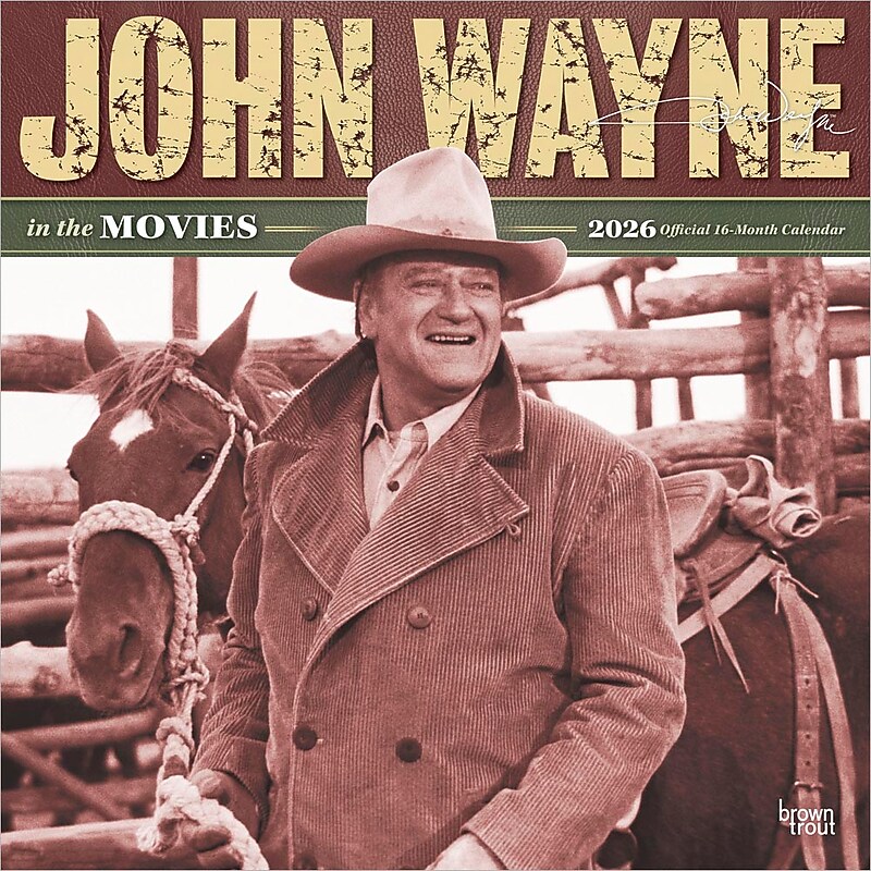 2026 BrownTrout John Wayne in the Movies 12" x 12" Monthly Wall Calendar (9798330701827) image 1
