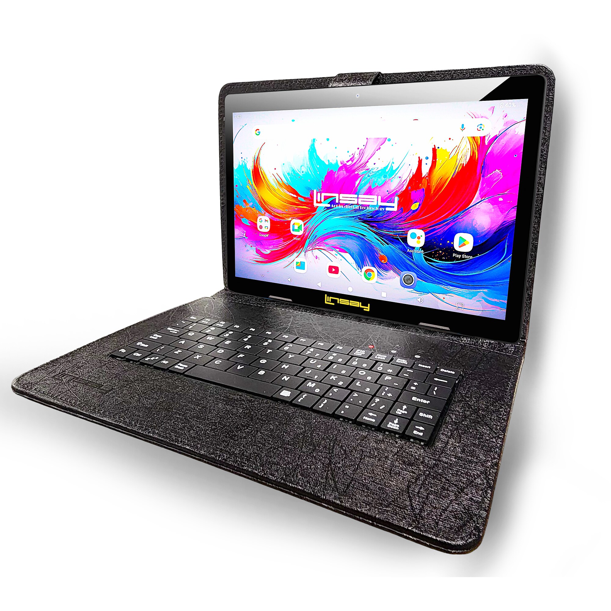 Linsay F10 Series 10.1″ Tablet, Wi-Fi, Octa Core, 256GB eMMC, Android 15, with Black Unique Oracle Keyboard Case & Briefcase Sansujyuku sansujyuku.com