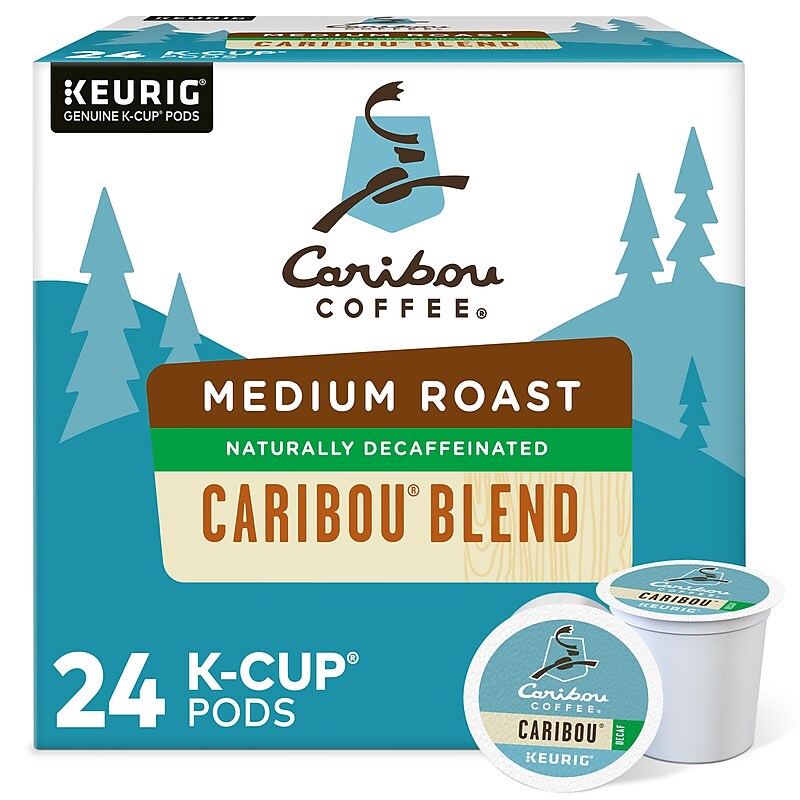 Caribou Coffee Caribou Blend Decaf Coffee, Medium Roast, 0.41 oz. Keurig® K-Cup® Pods, 24/Box (6995) image 1