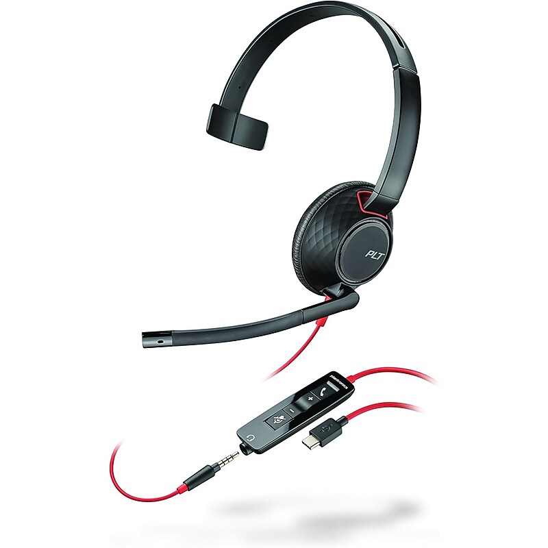 Poly Blackwire C5210 Monaural Wired Headset Noise Canceling Headset, Black (8M3W7AA#ABA) image 1